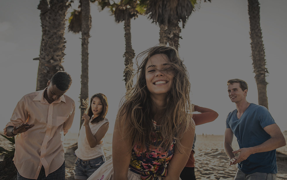 Group shot of smiling young people